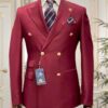 Wine Double Breasted —– Handmade Wine Outfit Formal Business Suit Shirt Pants double breasted suit